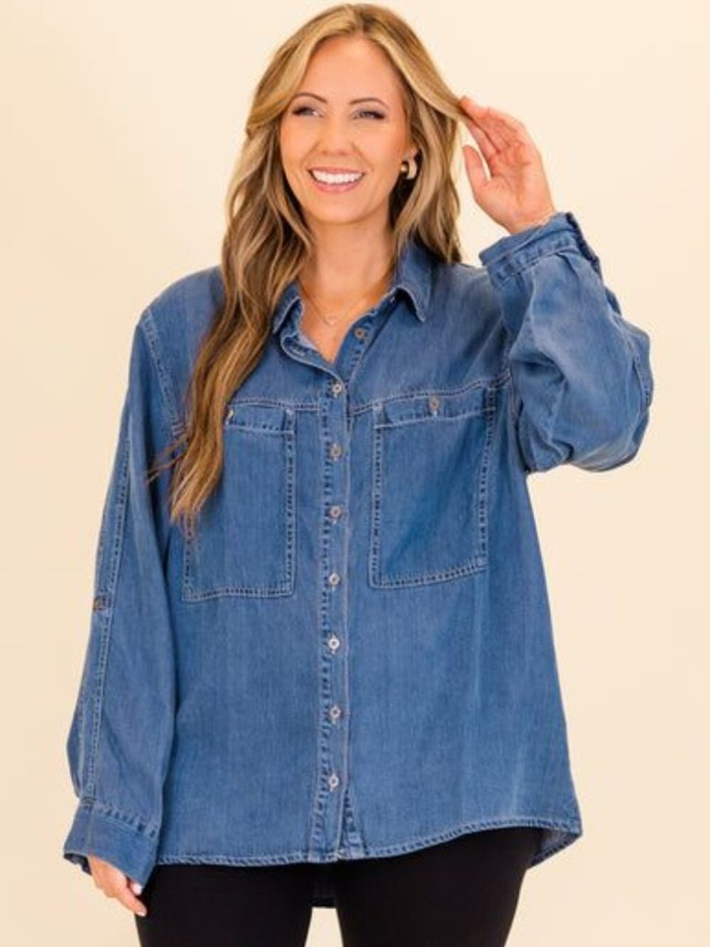 NEW Chic Soul A Brand New Day Shacket, Dark Wash